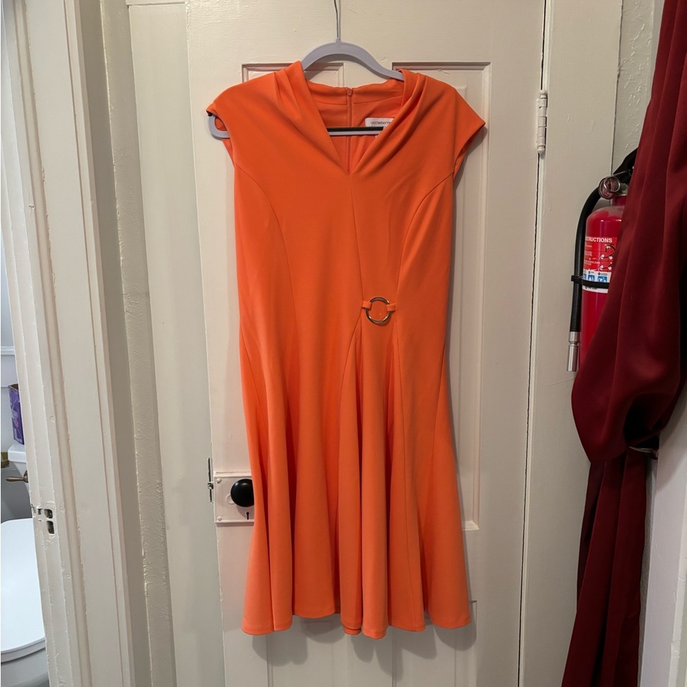 Liz Claiborne Vibrant Orange Midi Dress